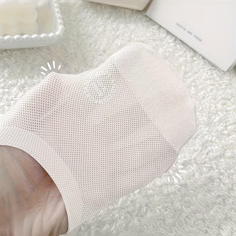 5 Paar Ademende Mesh No-Show Sokken voor Dames met Siliconen Grip - Ultra Dunne, Antislip Onzichtbare Boot Sokken in Wit