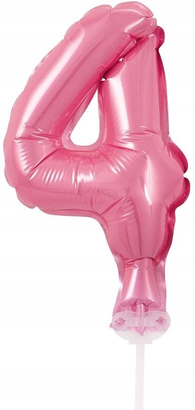 Foil Balloon for Cake, Number 4, Pink, 1pc