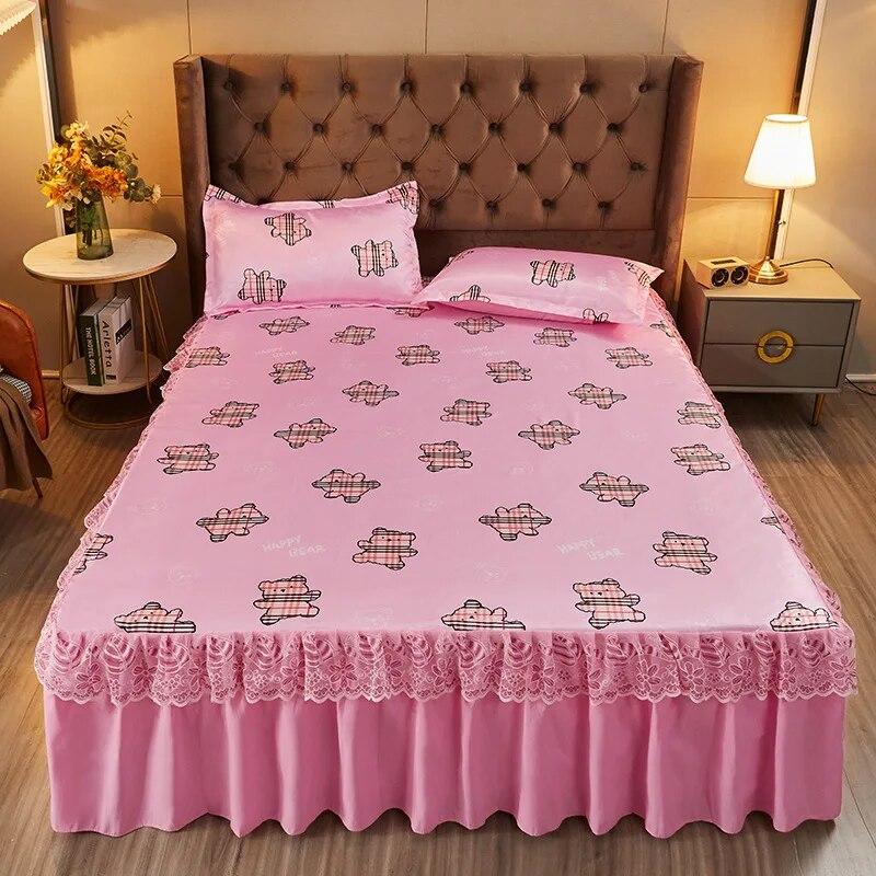 Summer Cool Mat Bed Skirt Princess Style Cute Bed Sheets Embroidered Sheets Fitted Bed Sheet Bedspreads Ice Mat Home Textiles