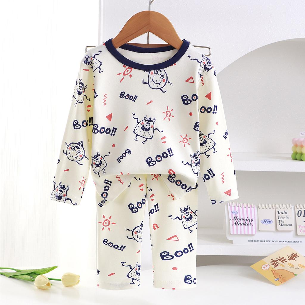 2-Piece Set Soft Pajamas Children Boys Girls Baby Spring Autumn Cartoon Long Sleeve Home Sleepwear Set Christmas