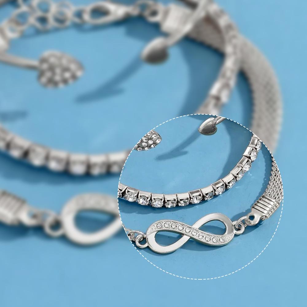 3pcs/set Rhinestone Heart Decor Bracelet