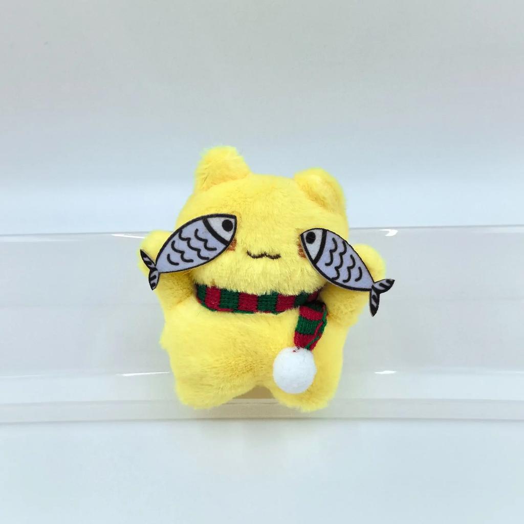 Plush Shy Cat Keychain Cute Bell Backpack Pendant Keyring Handbag Charm Girl Gift Fluffy Kitten Pendant Bag Accessory