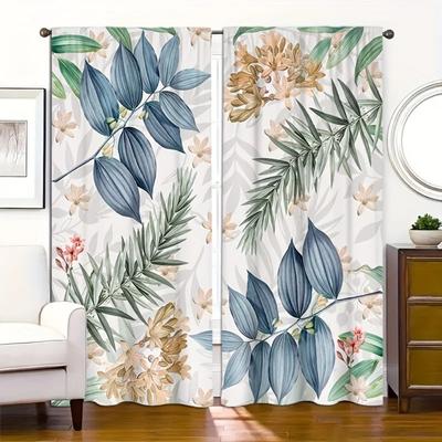 2 buc Panouri Perdea Moderne cu Imprimeu Floral cu Frunze, Filtrare Lumină, Rezistente la UV, Ușor de Întreținut, Draperii Transparente pentru Dormitor, Camera de Zi