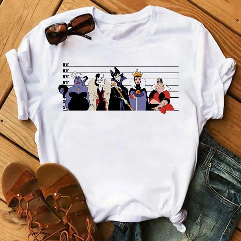 Disney Men Tshirts Fashion Villain Queen Collection Tshirt 90s Ladies Friends Tshirt Kawaii Summer Short Sleeves T Shirt Women