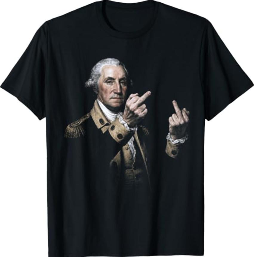 Funny George Washington Middle Finger T-Shirt M