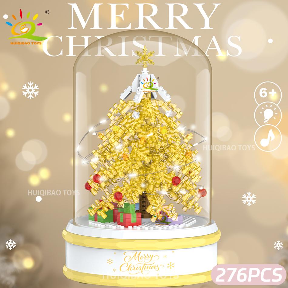 

Non-Toxic Children Christmas Tree Santa Claus Mini Music Box Model Micro Bricks Building Block Diy Bricks Toys For Adult Gift