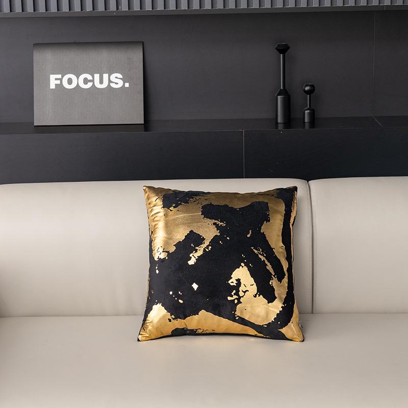 Velvet Soft Gold Throw Pillowcovers Foil Home Decorative Throw Cushion Cases 45X45 Cm For Sofa Car Couch Bedroom