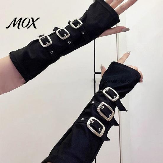 Unisex Fashion Gloves Goth Arm Warmers Fingerless for Women, Punk Metal Buckle Versatile Party Warmers, Gothic Steampunk Sleeves, Cosplay Accessories