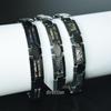 Tungsten Gold Ceramic Men's Magnetic Bangle: Scratch-Resistant, Waterproof, Colorful Shell Inlay