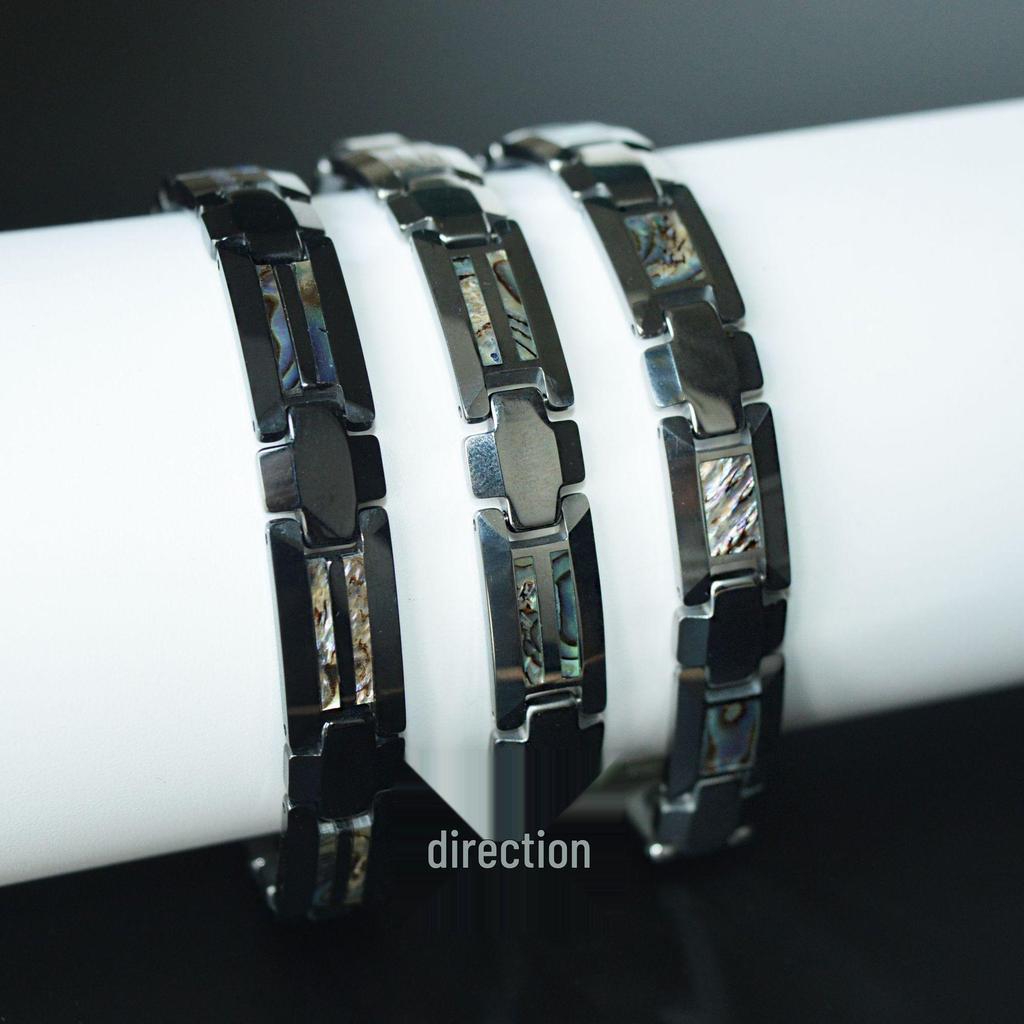 Tungsten Gold Ceramic Men's Magnetic Bangle: Scratch-Resistant, Waterproof, Colorful Shell Inlay