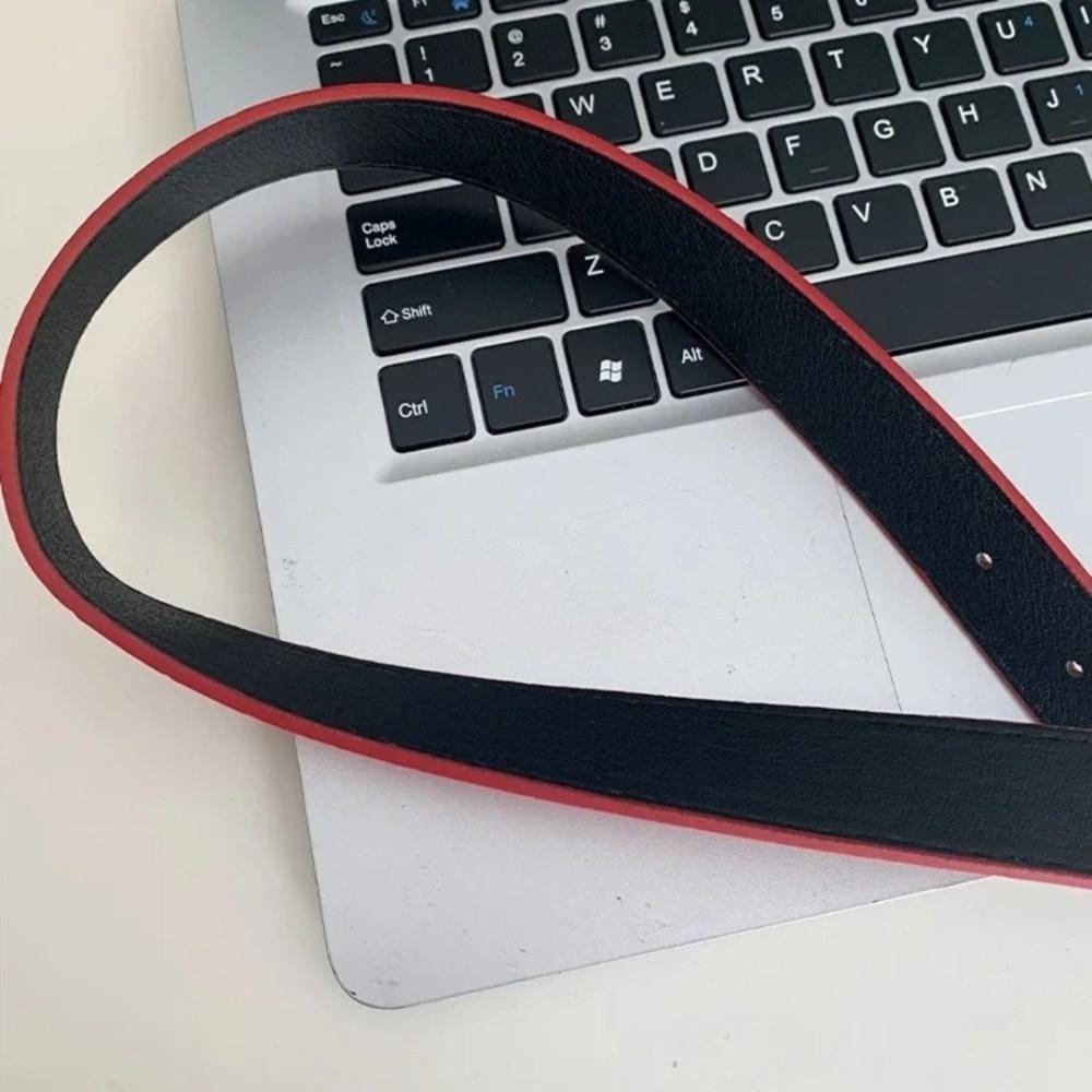 PU Jeans Belt Red Women's Waistband Casual Needle Buckle Belt Decoration Belt