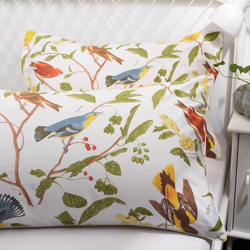 100% Cotton Pillowcases Set of 2 Queen Size 20"x30" Floral Printed Lavender Flower Pillow Cases Soft Breathable Cooling Pillowcase Decorative Pillow