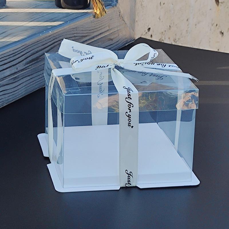 Transparent Cake Box with White Lid - 4, 6, 8, 10 Inch Three-in-One Heightened for Birthday Cakes