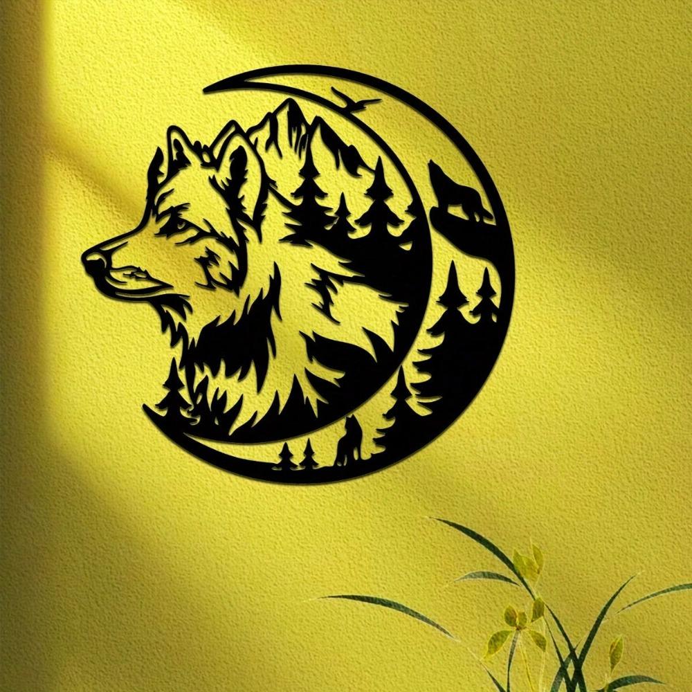 Wolf Metallwandkunst Skulptur für Wohnzimmer Garten Terrasse Café Bar Dekor