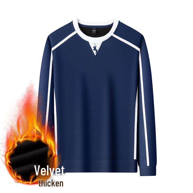 Embroidered Pony Logo Men's Sweatshirt: Fleece-Lined Cotton Blend for 2025 Autumn/Winter Fashion