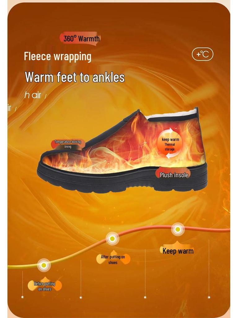Men's Plus Size Warm High-Top Cotton Shoes - Winter Velvet-Lined Thickened Elderly Dad Shoes