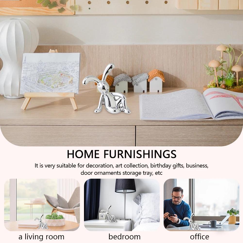 Rabbit Animal Decor Modern Style Cartoon Bunny Sculptures Silver Nordic Rabbit Statue Living Room Decoration