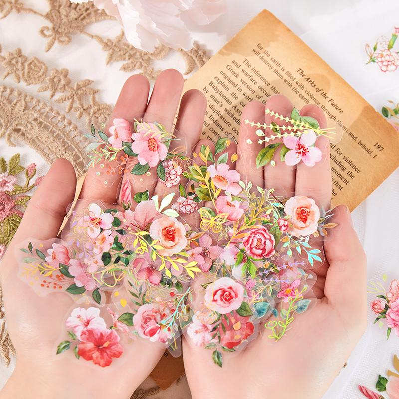 40pcs/bag Vintage Gilding Green Leaf Flower Notebook Decorative Stickers DIY Decorative Stickers for Scrapbooking Label Diary