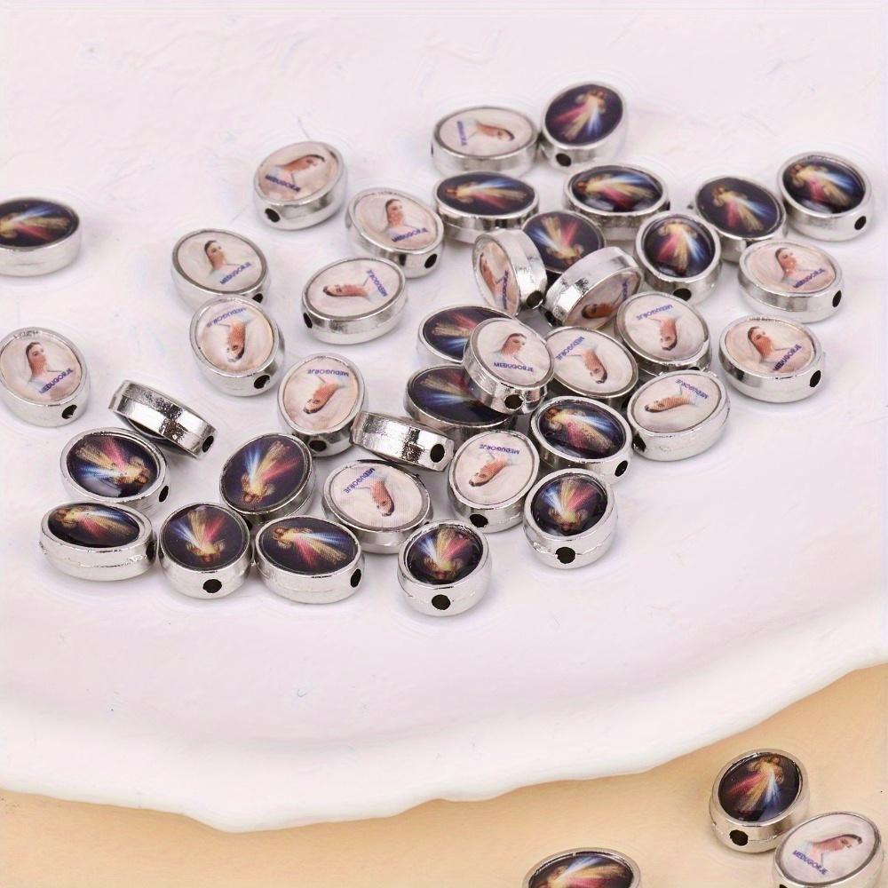 30 Mixed Double-sided Oil-Dripping Religious Beads Virgin Mary Beads Catholic Prayer Beads Suitable for Bracelets Necklaces Earrings Jewelry DIY