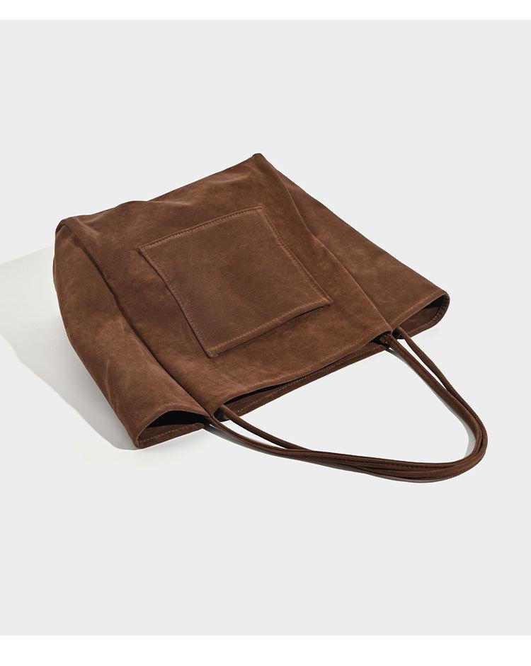 Large Capacity Suede Shoulder Tote: Artistic Lazy Style for Students & Shoppers