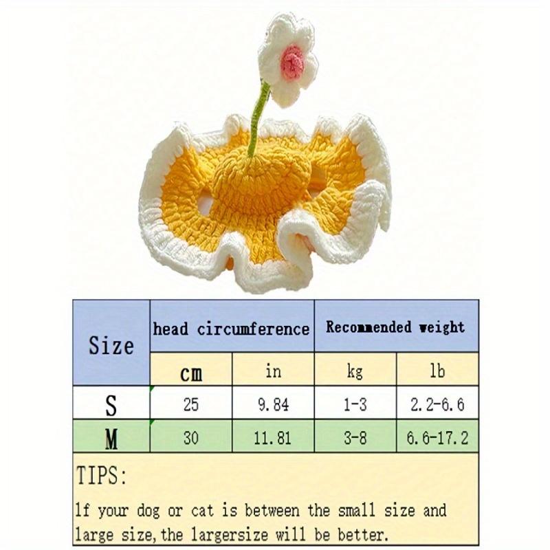 1pc Handmade Crochet Sun Hat For Pets, Suitable For Dogs And Cats Under 8kg