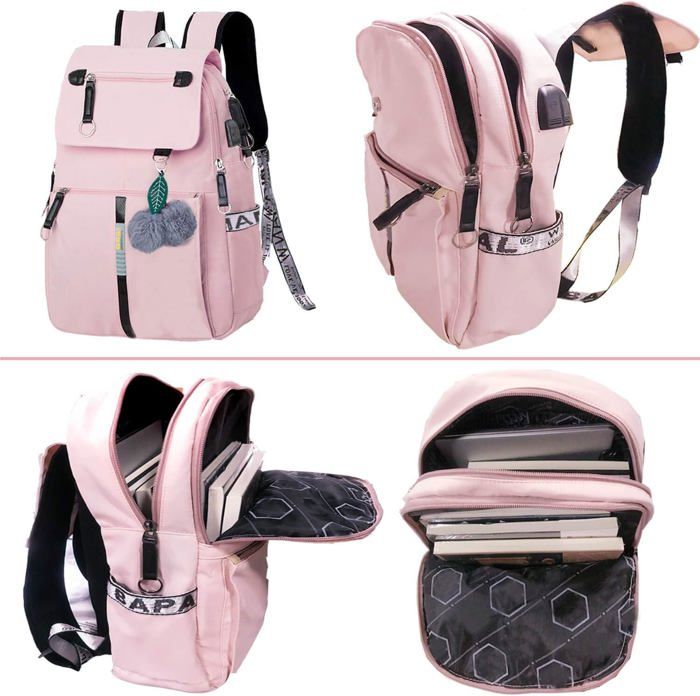 Sac à Dos - Femme - Mignon - Nylon Imperméable - Port USB - Confortable