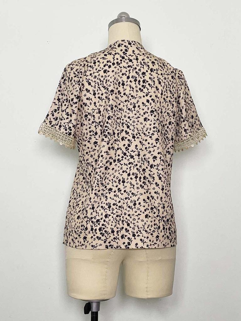 2024 Summer Lace Patchwork Floral Women's Shirt - European American Style