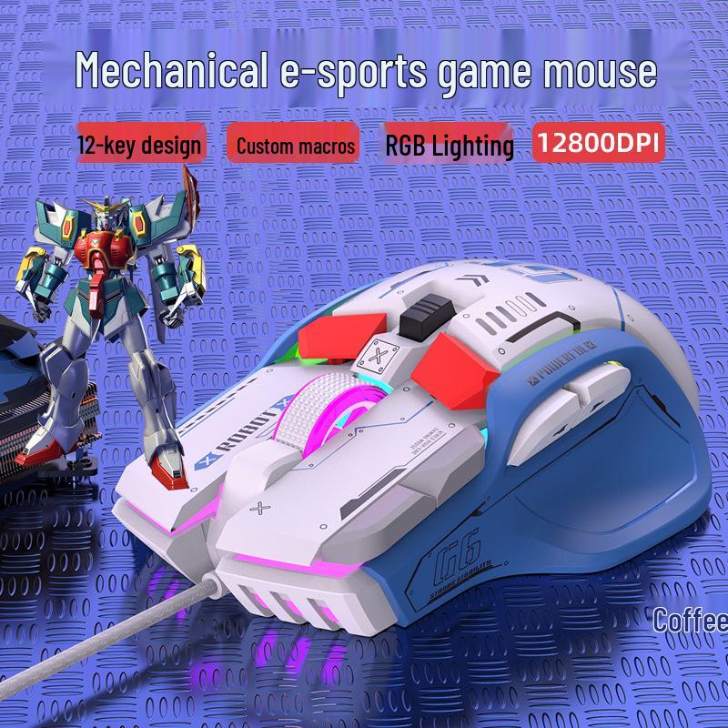 G6 Wired Mechanical Gaming Mouse with RGB Lighting and Macro Programming