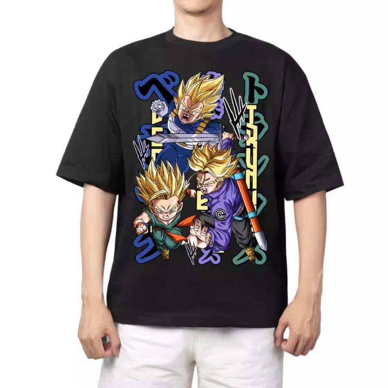 2026 New Dragon Ball Pattern Printed Tshirt  Mens Americanstyle Retro Versatile Shortsleeved Tshirt