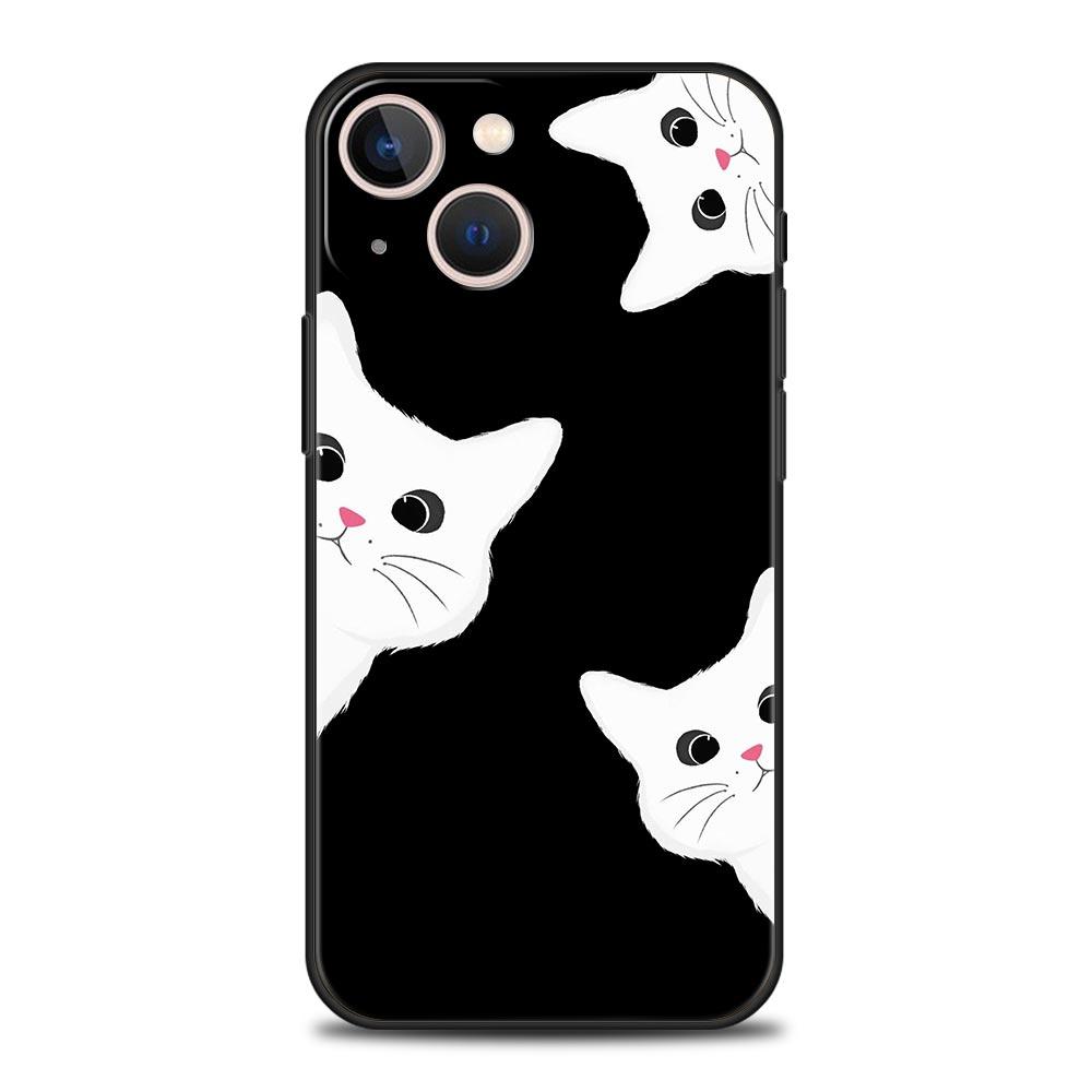 Cute Cat Phone Case For iPhone 16 13 15 14 12 11 Pro MAX XR X SE XS 7 8 Plus Soft TPU Shell Cover
