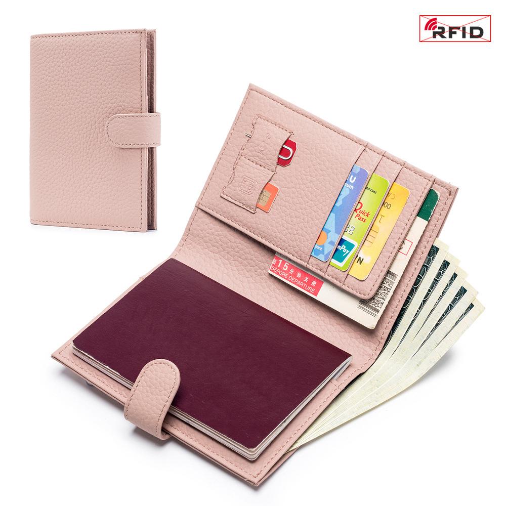 Genuine Leather Ultra-Thin RFID Blocking Passport Holder Wallet - All-in-One Travel Organizer for Women (New Style)