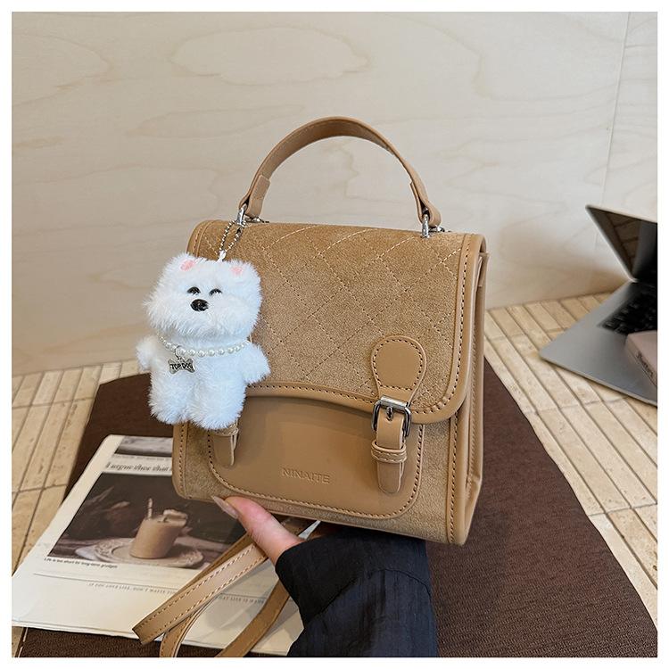 Frosted retro backpack women's casual niche design student schoolbag trend multi-functional messenger small square bag