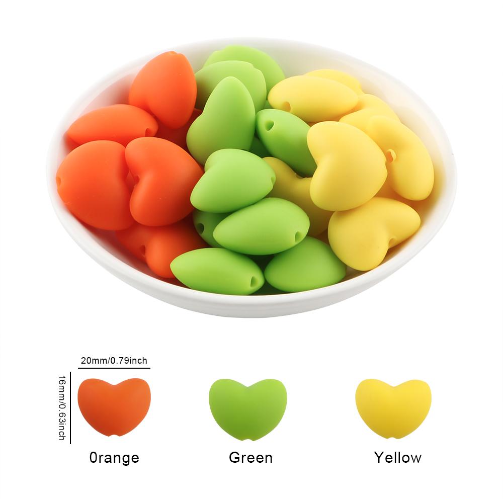 Kovict 21pcs Silicone Beads Heart Shape Charm For Jewelry Making Necklace Bracelets Accessories