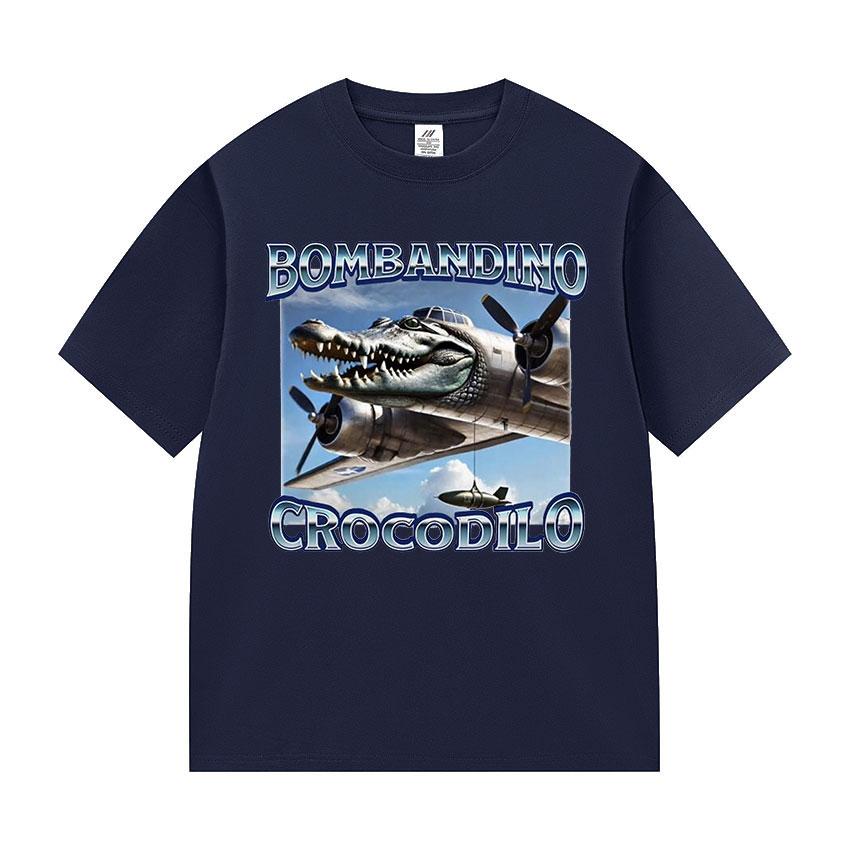 Bombardiro Crocodilo Meme Cerveau Pourri Drôle T-shirts Unisexe Femmes Vintage Impression Surdimensionnée T-shirt Unisexe été Haute Qualité T-shirt