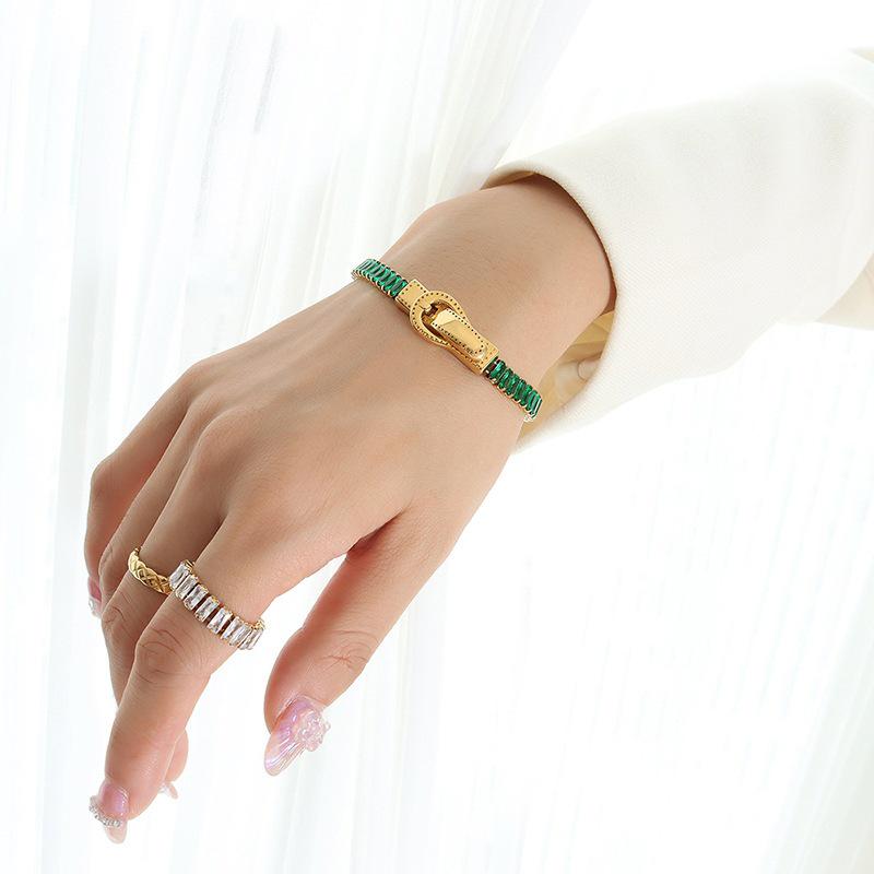 Light Luxury Seven-Color Zircon Gold-Plated Magnetic Bracelet with Titanium Steel Double-Sided Closure