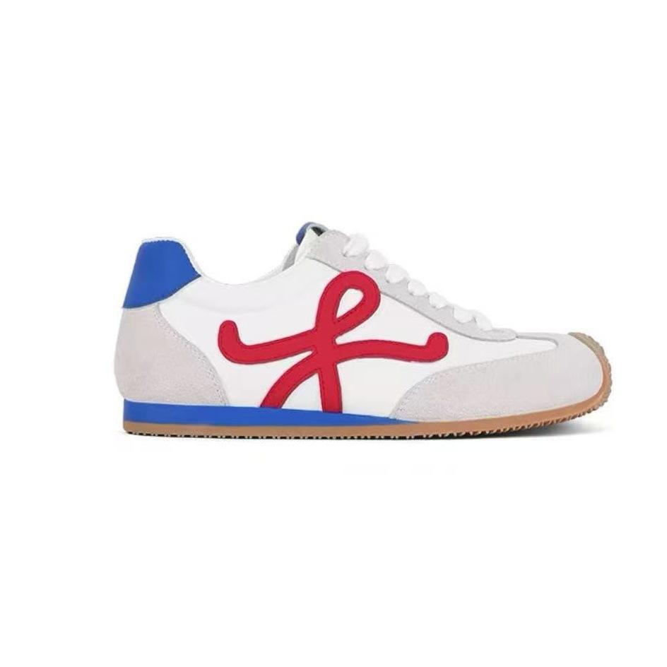 Asymmetrical large toe lace-up casual sneakers women's shoes