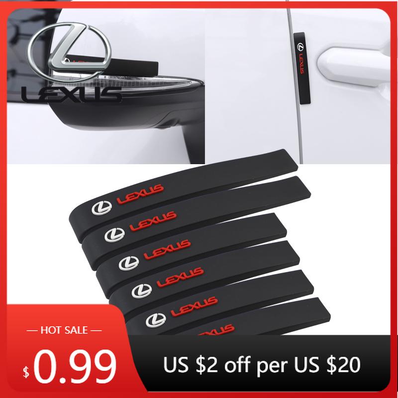 Interior Stickers 6Pcs Rubber Car Anti-Collision Bumper Strip Guards Protector Stickers For Lexus F SPORT GX460 Ct200h IS250 ES MZ4