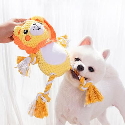 Dog Toy for Aggressive Chewers Chew Toy Interactive Squeaky Soft Stuffed Animal with Cotton Rope