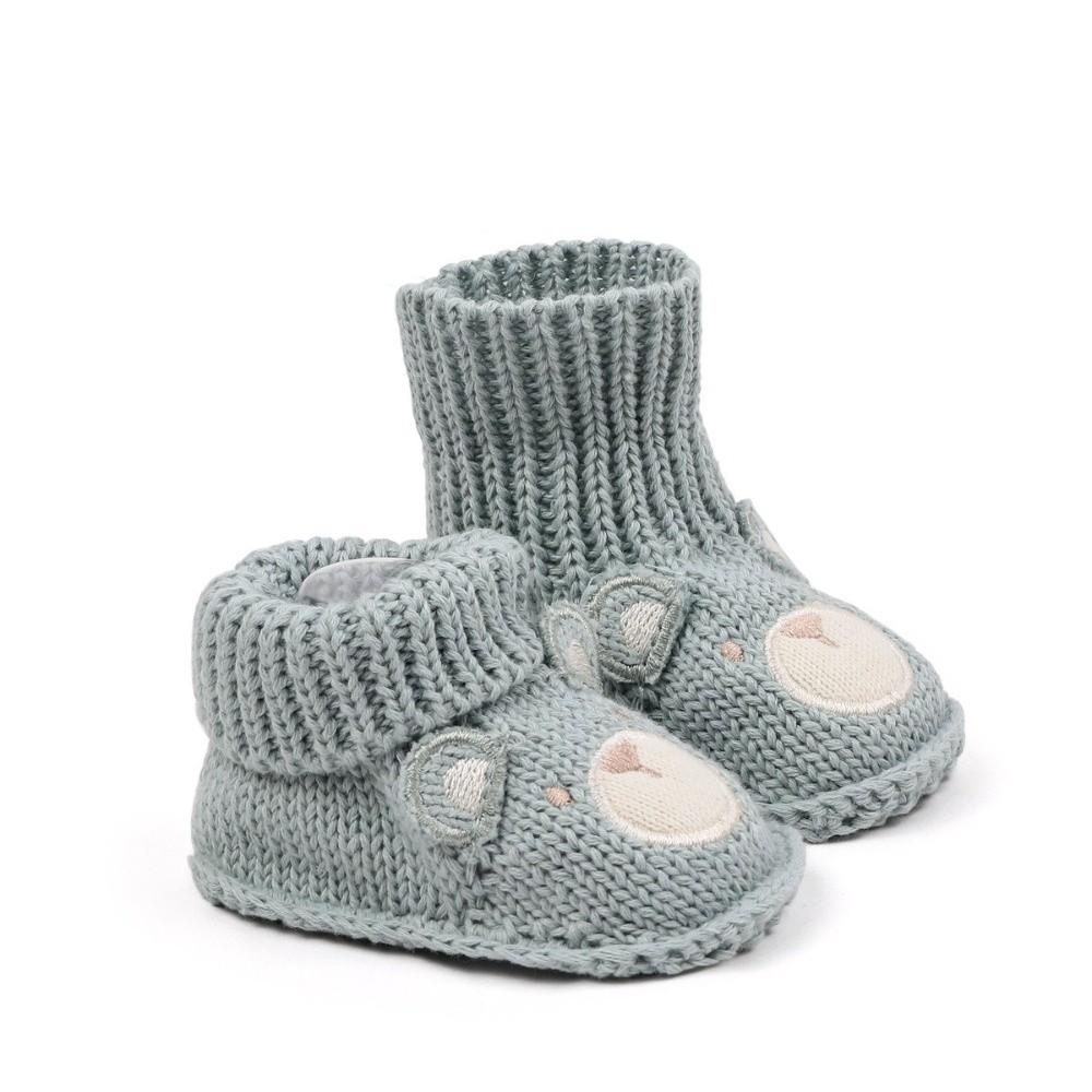 1 Pair Cartoon Pattern Knitted Baby Shoes Anti-slip Design Newborn Booties for 0-3 Months Baby