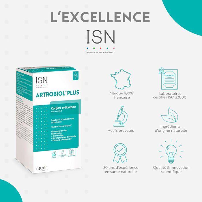 ISN - Artrobiol Plus - Glucosamine, Chondroïtine, Harpagophytum - Maintien du Cartilage &amp; Ossature - 120 Gélules