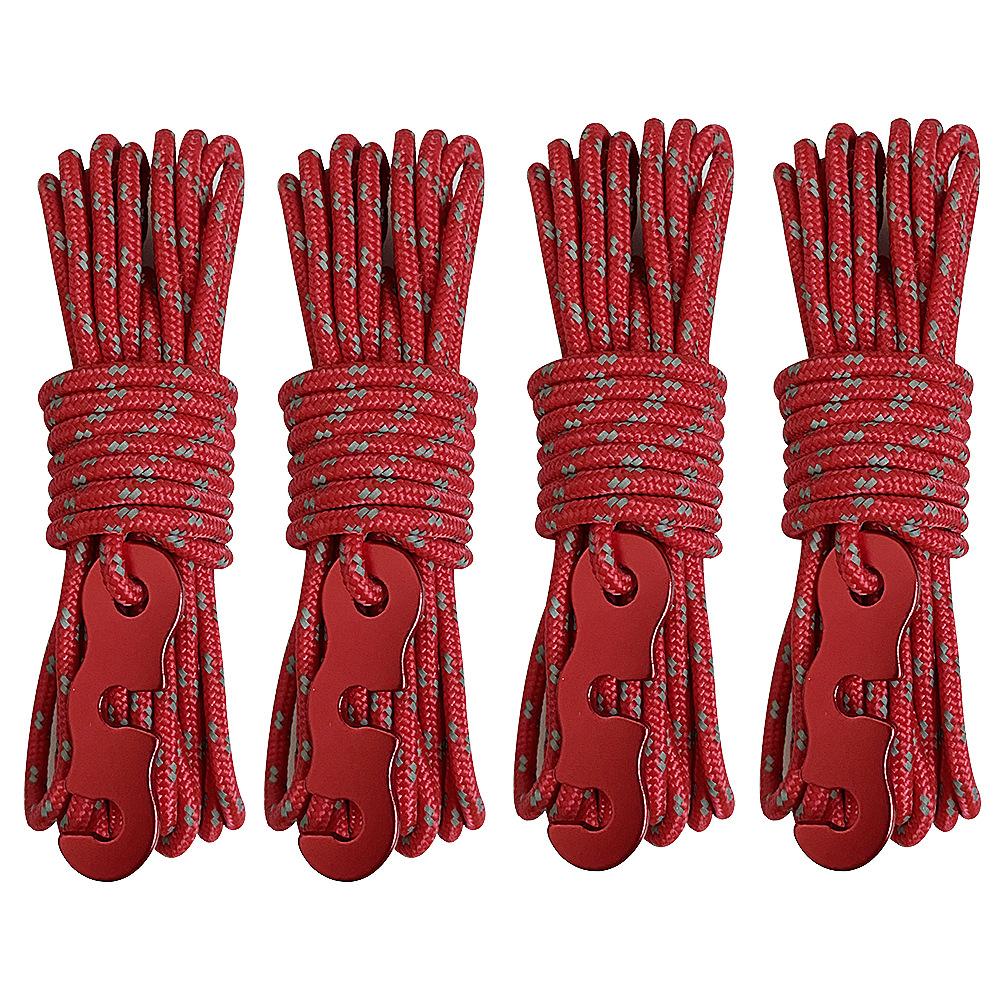 4 Sets Reflective Tent Ropes with Quick-Adjust Buckles – Windproof, High-Strength & Night Visible for Camping Safety