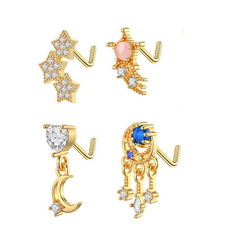 1 pièces nouveauté Micro-ensemble Zircon nez clou pendentif oreille os boucles d'oreilles
