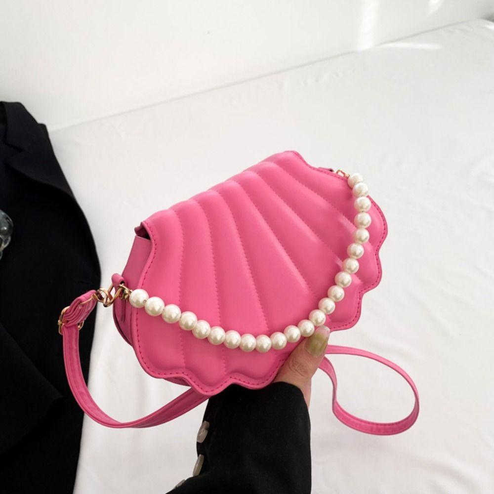 Pearl Vintage Crossbody Bag Pu Leather Small Messenger Bag Luxury Classic Shoulder Bag  Outdoor розовый