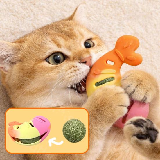 Silicone Shrimp Meat Cat Toy Kitten Food Leakage Treat Dispensing Chew Toy Indoor Cats Teething Cleaning Interactive Boredom Enrichment Toy
