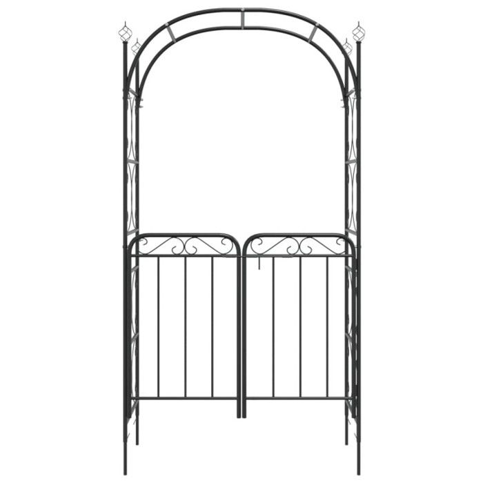 VidaXL Arche de jardin avec portail noir 108x45x235 cm acier 319352