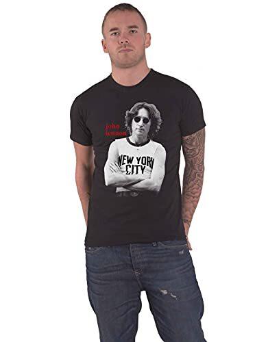 John Lennon T Shirt York City Bw Logo Unisexs Black L S