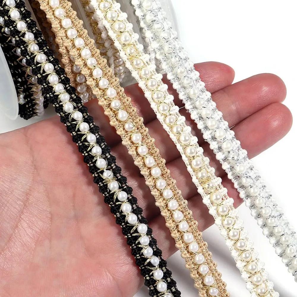 2yard/lot DIY Sewing Pearl Bead Lace Ribbon Solid Color Handmade Wrapping Gift Ribbons Dress Skirt Sewing Fabric Trim Ribbons