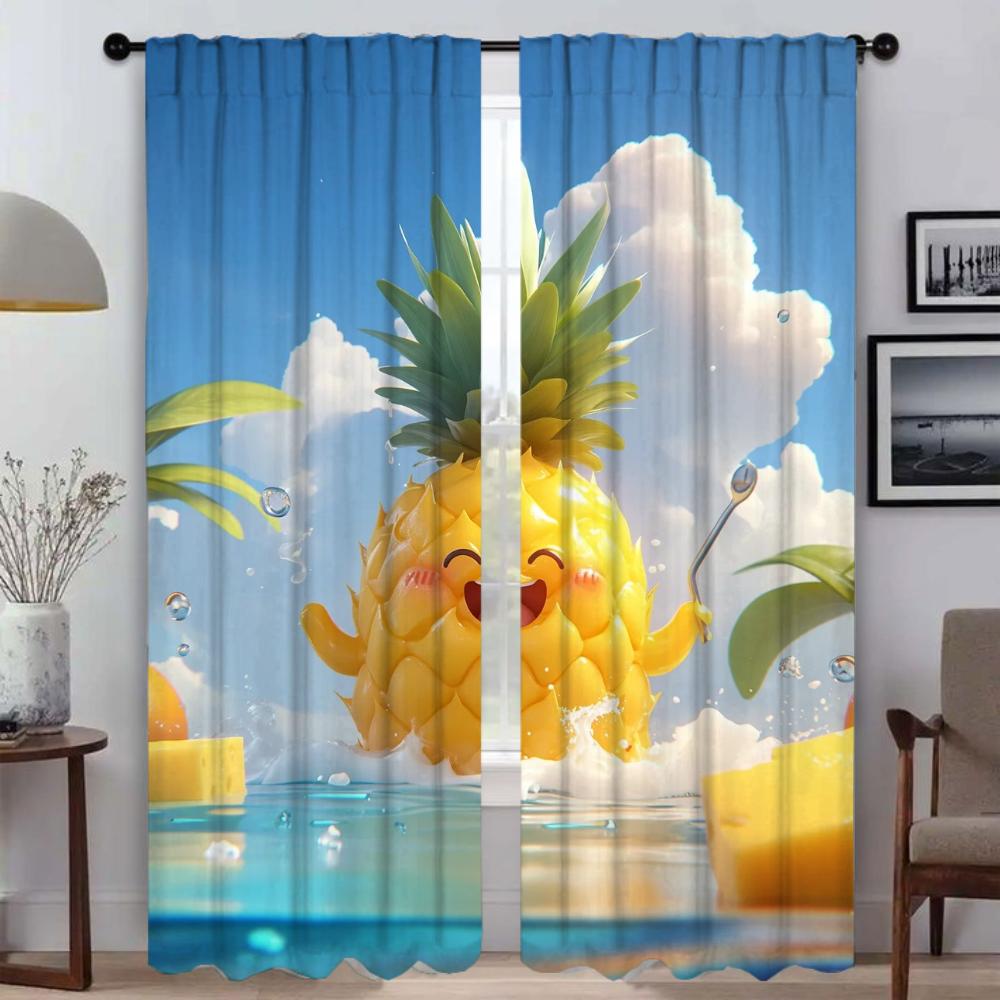 

Фрукты Ананас Кухонные шторы для гостиной Хэллоуин Украшение Тюль для спальни Перегородка Шторы Блэкаут Камера W60xH90cmx2pcs-CL