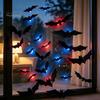 Scary Wall Hanging Bats for Home Halloween LED Flying Bat, 3D Glowing Creepy Decor, Easy Stick Art 6 Sizes Durable PVC Ornaments Indoor Spooky