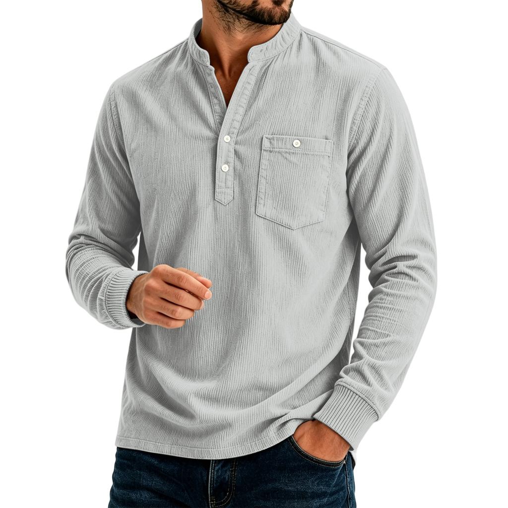 Top casual da uomo a tinta unita, vestibilità larga, con tasche